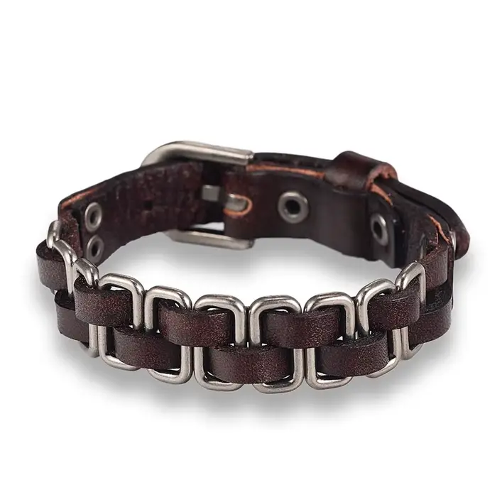 MKENDN – Bracelet en cuir tressé tricoté à la main pour hommes