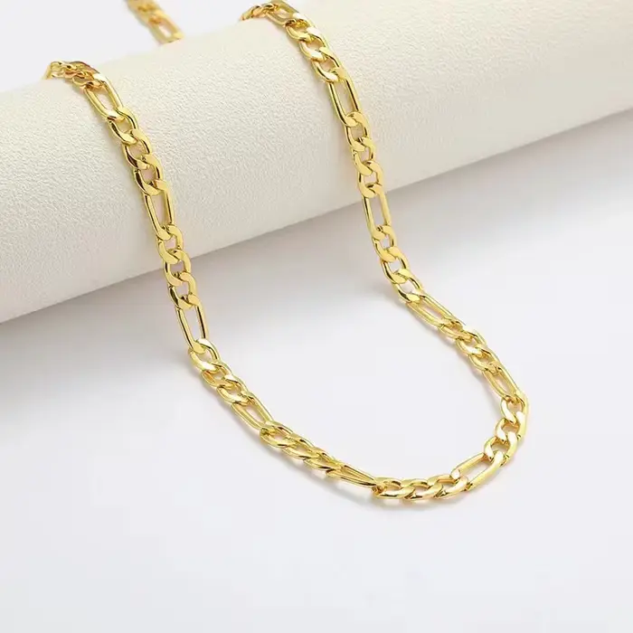 Colliers remplis d'or 18 carats de 20 à 60CM, chaîne latérale de 4MM pour hommes, femmes, garçons et