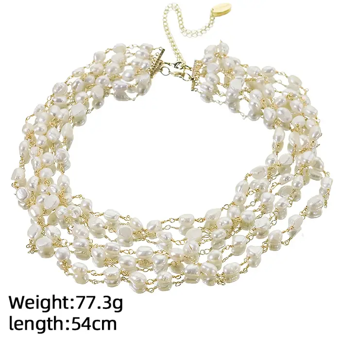 Collier de perles naturelles multicouches classique pour femmes occasions spéciales élégant cadeau GLSEEVO