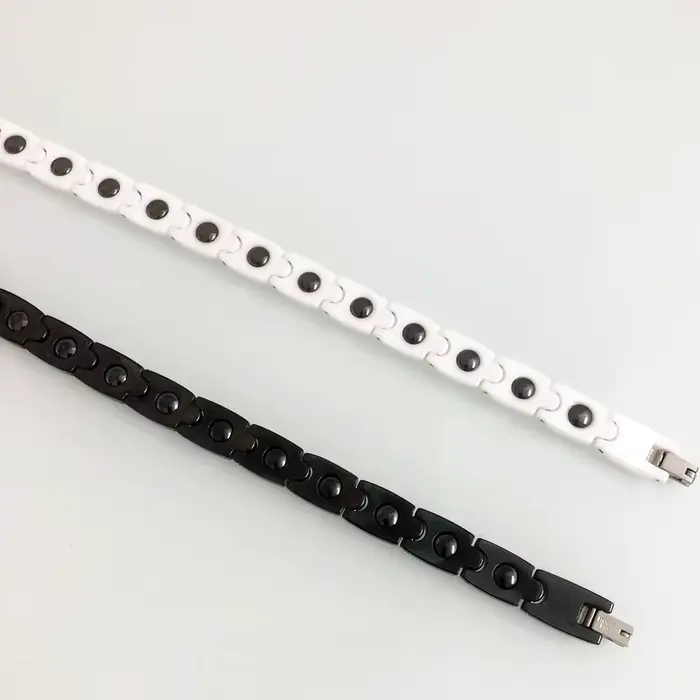 Bracelets bio-magnétiques en céramique noir/blanc pour hommes, bracelet en hématite au germanium, bracelet de couple pour homme et femme, bijoux santé, cadeau