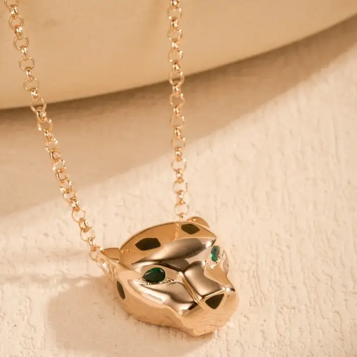 Collier Tête de Léopard Tendance Style Ins Luxe Polyvalent Pendentif Diamant Haut de Gamme Chaîne Clavicule Bijoux pour Femme