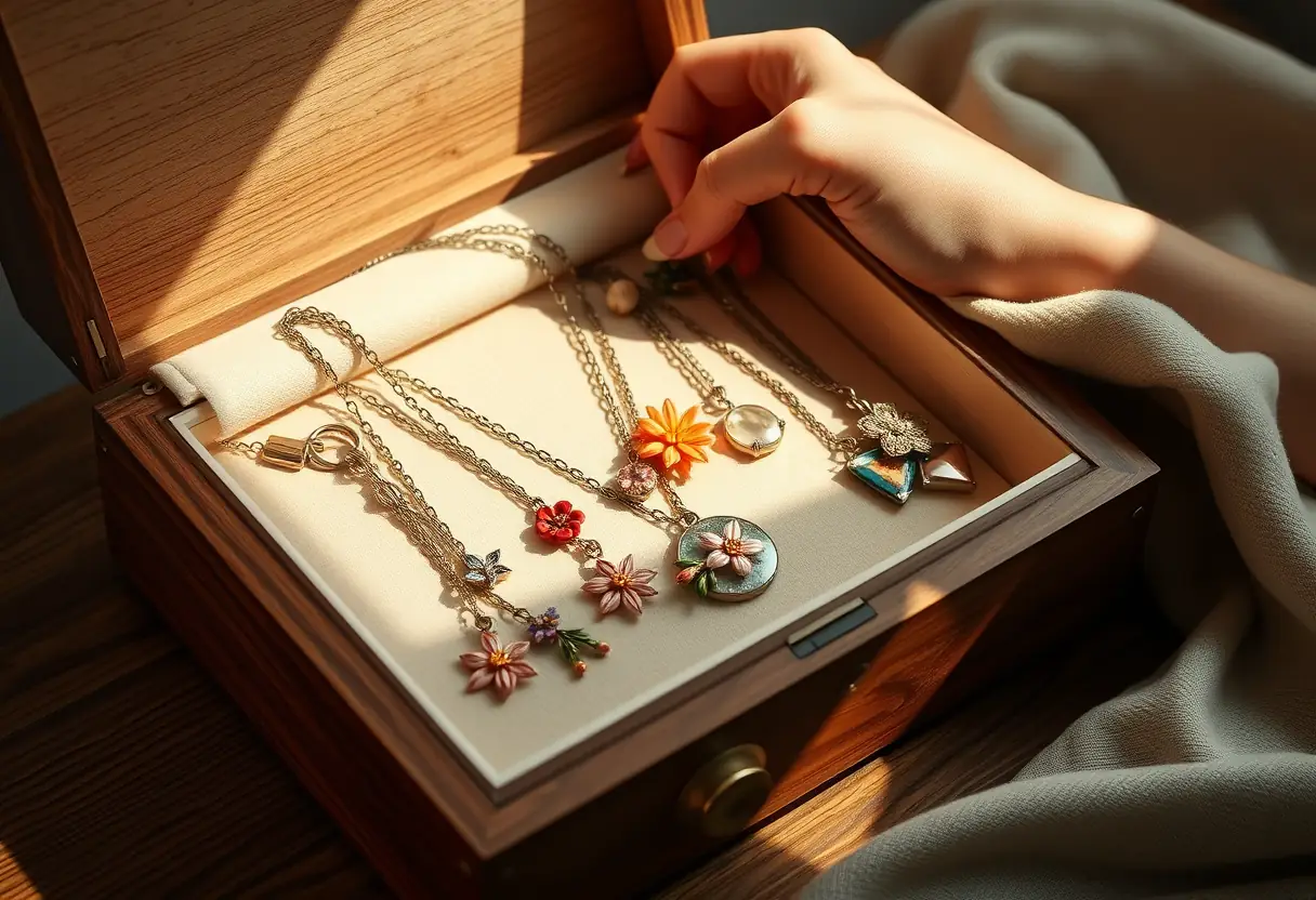 Main tenant un collier de fleurs