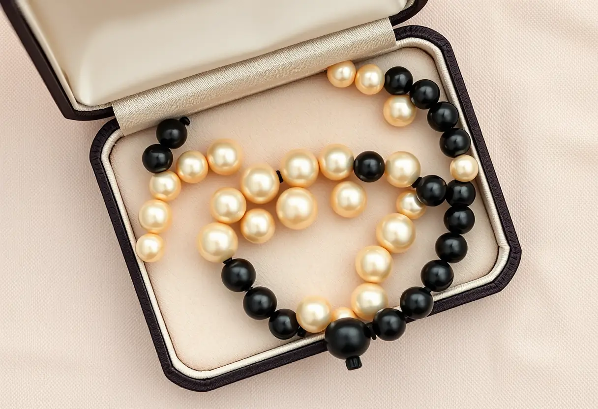 Collier de perles de Tahiti dans une boîte à bijoux