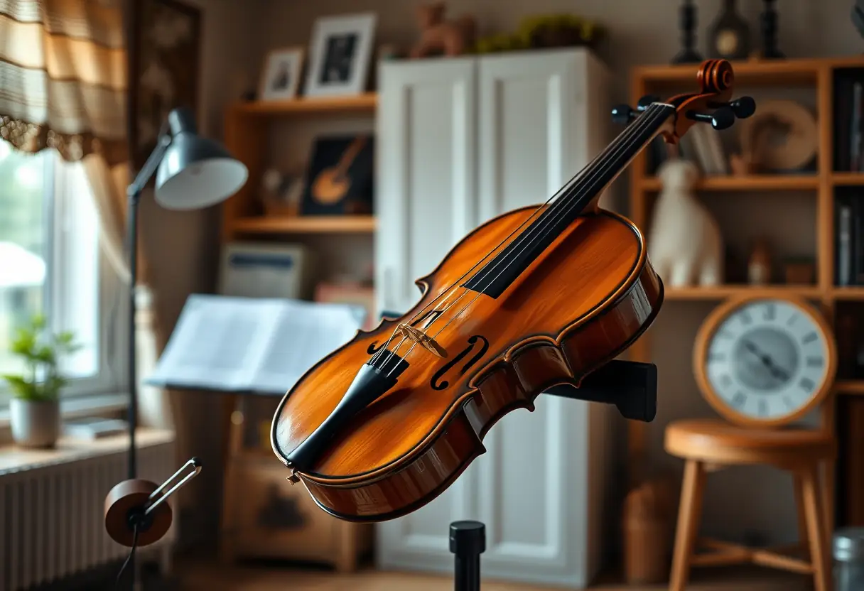 Violon sur un pupitre chez Rob James Collier