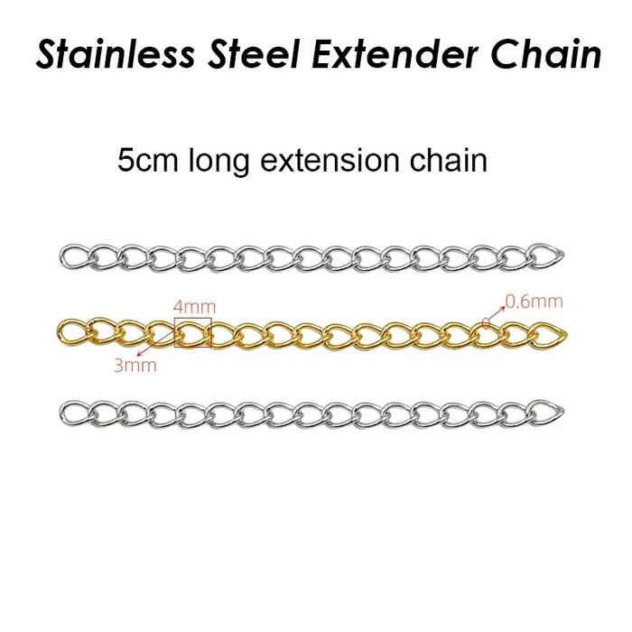 Rallonges de chaîne en acier inoxydable pour la fabrication de bijoux à offrir pour femmes occasions spéciales et vie quotidienne 100 pièces 5cm élégantes pour colliers et bracelets