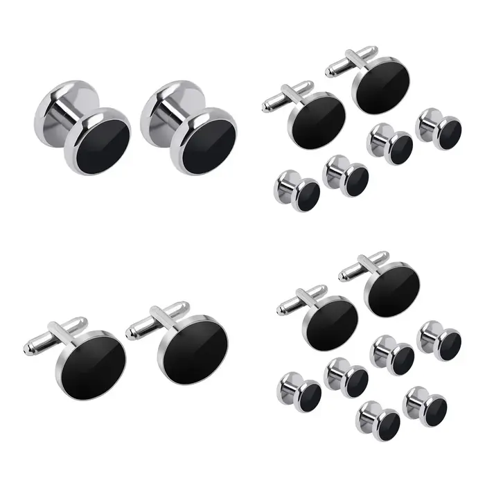 Kit de lèvent de Manchette et Clous pour Homme, Ensemble Formel, Solide, Personnalisé, Unique, Noir,