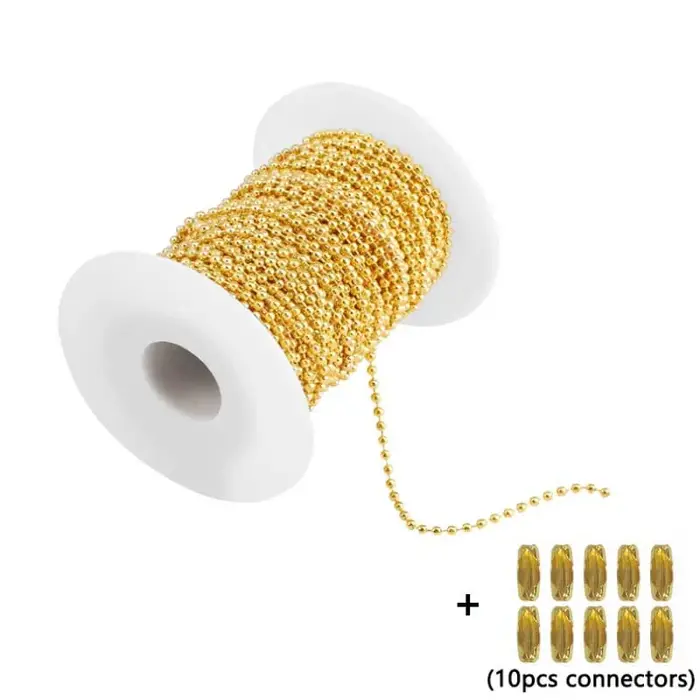 Chaîne à billes en métal de 1.2 à 4mm pour la fabrication de bijoux, brins de perles dorées, noires,