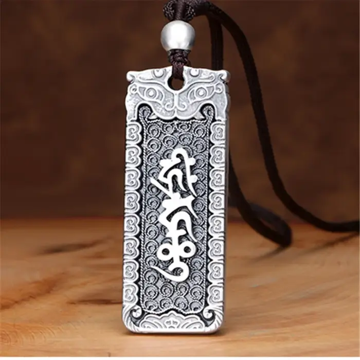Collier pendentif Sanskrit Sutra pour homme, amulette rétro Nanno Amitabha, collier mantra en argent