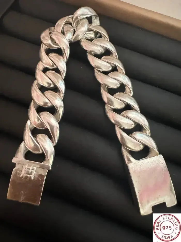 Bracelet large en argent pour homme