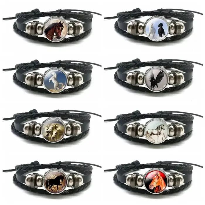 Bracelet cheval en cuir PU tressé pour hommes et femmes, bijoux tendance, cadeau pour petits amis, cadeaux de la Saint-Valentin, livraison directe