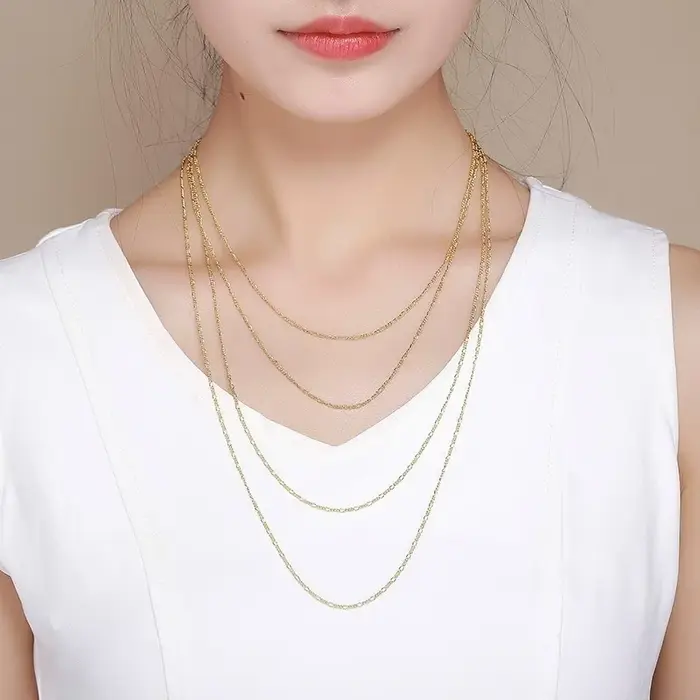35 cm-80 cm 1.5mm couleur or jaune réel 925 en argent Sterling Figaro chaîne Collier femmes filles hommes bijoux Kolye