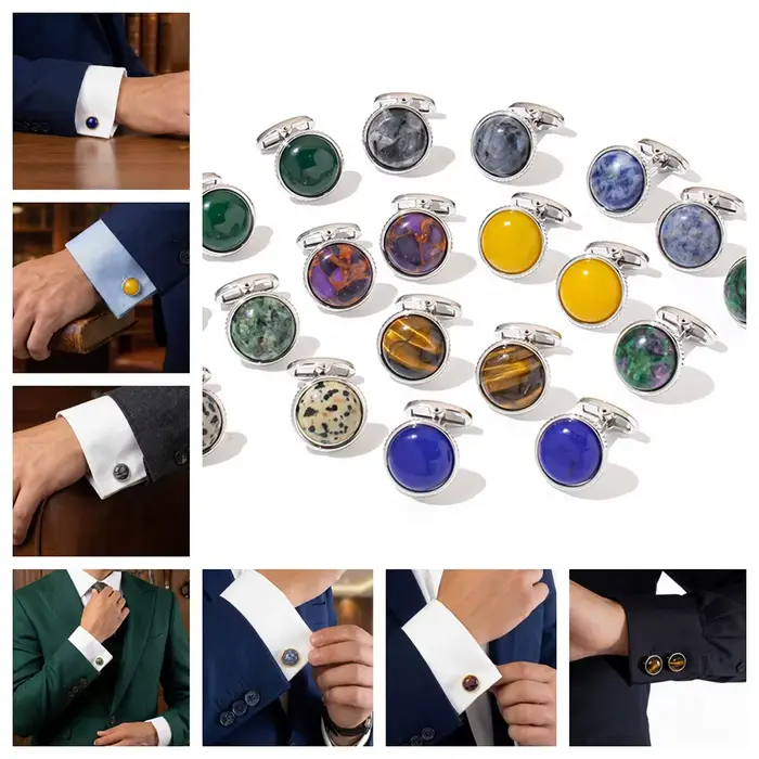 Boutons de manchette de luxe pour homme, personnalisables avec votre logo, en pierres précieuses, cadeau pour petit ami, bijoux pour mariage.