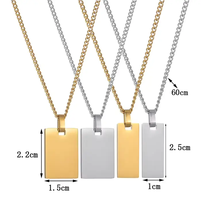 Treebud – collier Photo personnalisé, pendentif rectangulaire, en acier inoxydable, gravé au Laser, image de texte, ras du cou, bijoux cadeaux