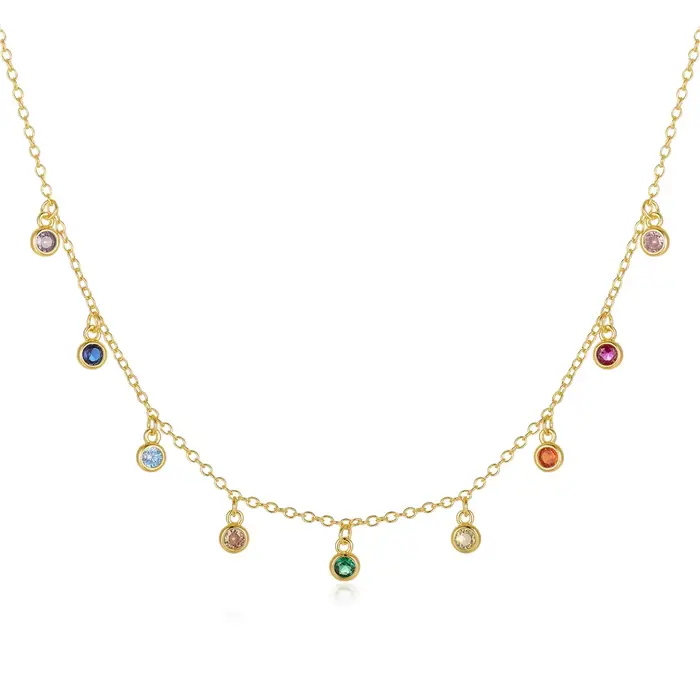 Aide 925 argent Sterling français élégant rond fin polyvalent couleurs Zirconium femmes collier exquis tour de cou chaînes bijoux