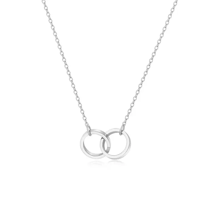 Collier classique en acier inoxydable pour femmes, double anneau creux sculpté, breloque à la mode, type chaîne d'amitié, bijoux cadeau