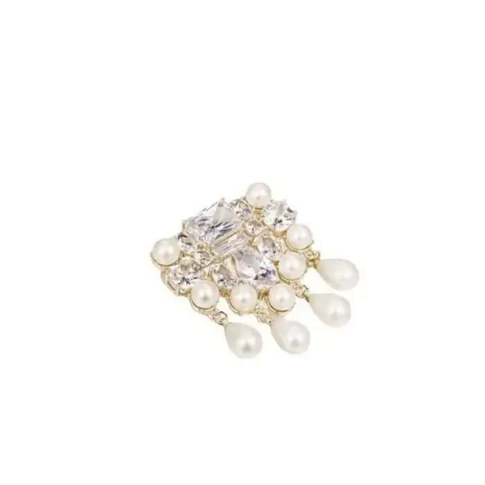 Broche incrustée de perles de strass scintillants de luxe à la mode