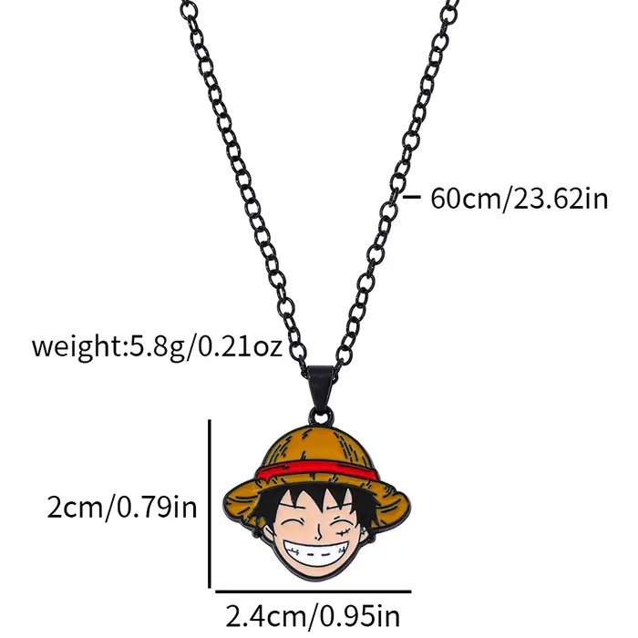 Collier Anime Pirate - Pendentif Badge Métallique, Collier Ras du Cou avec Personnages de Dessins An