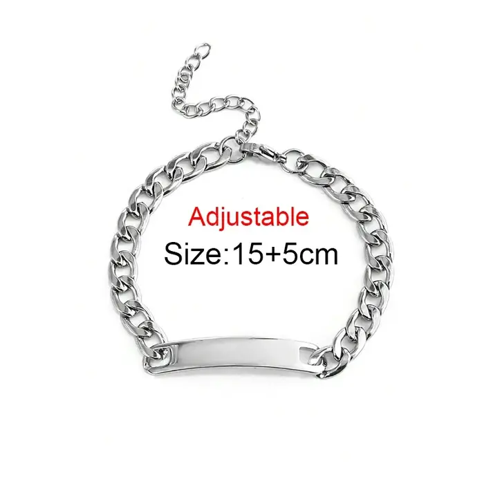 Bracelets et bracelets avec nom personnalisé gravé au Laser pour hommes et femmes, en acier inoxydab
