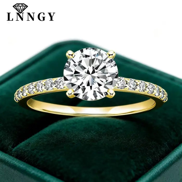 Bague solitaire en Moissanite Lnngy 14K or rempli pour femmes occasions spéciales bijoux de fête de mariage cadeau de Saint-Valentin anniversaire Noël