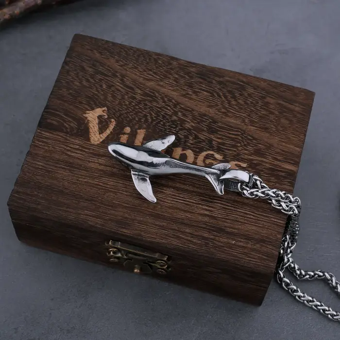 Collier de baleine rétro en acier inoxydable pour homme cadeau occasion spéciale hip hop style robuste océanique