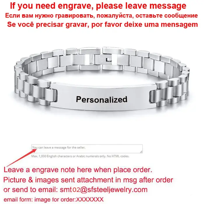 Bracelet personnalisé pour hommes et femmes, maillons de chaîne en acier satiné, ton noir, nom coord