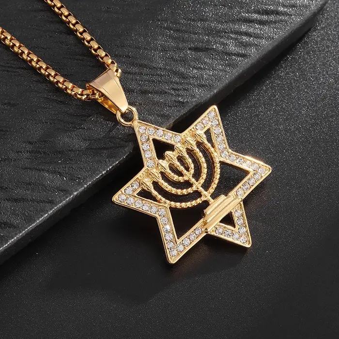 Collier pendentif étoile de David de luxe pour hommes, accessoires de bijoux de mode du Moyen-Orient