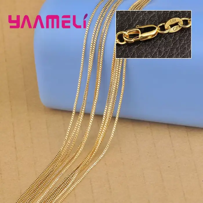 Chaîne de collier rempli d'or jaune 18KGF, avec fermoirs à homard solides pour hommes et femmes, pendentif, résultats de bijoux, accessoire 1 pièce