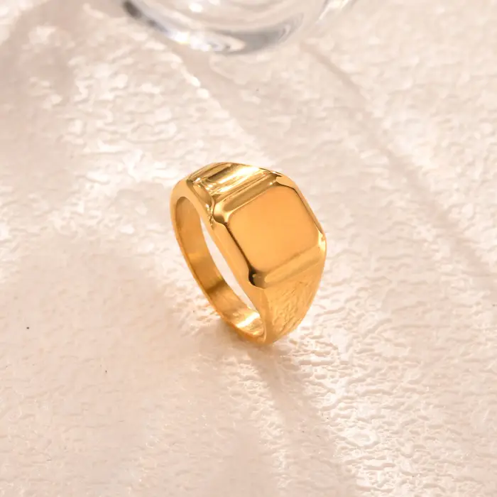 Vnox – chevalière carrée personnalisée pour hommes et femmes, bague avec nom personnalisé, bracelet 