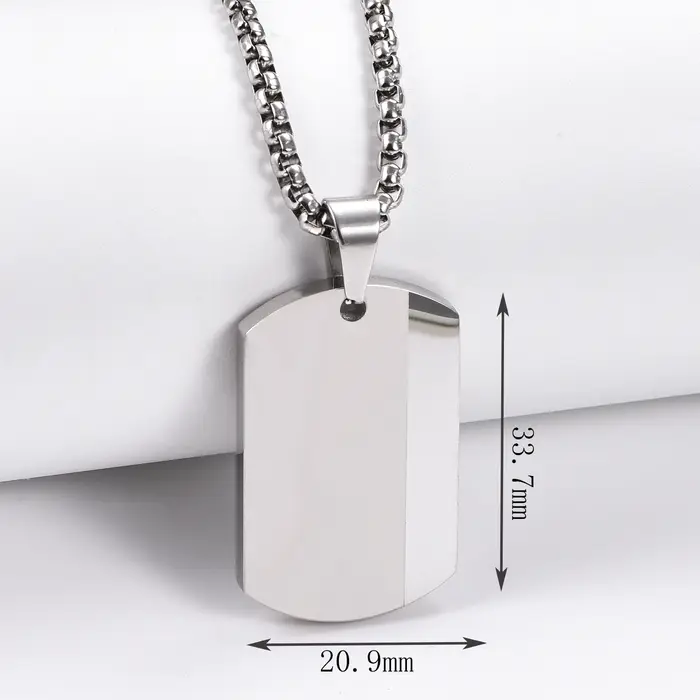 Étiquette militaire classique Cool pour hommes, pendentif carré étanche en acier inoxydable avec cha