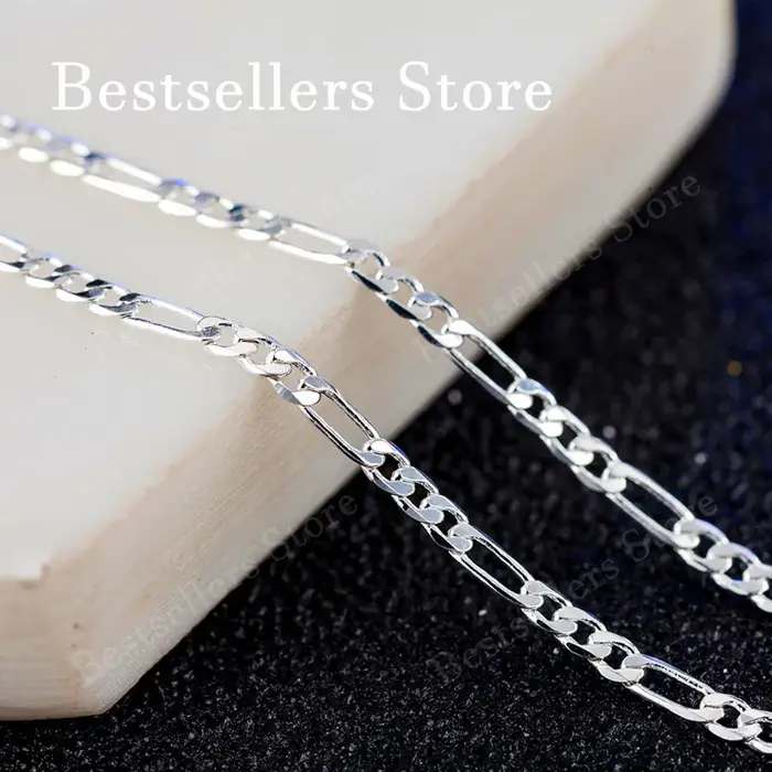 Collier chaîne Figaro en argent sterling 925