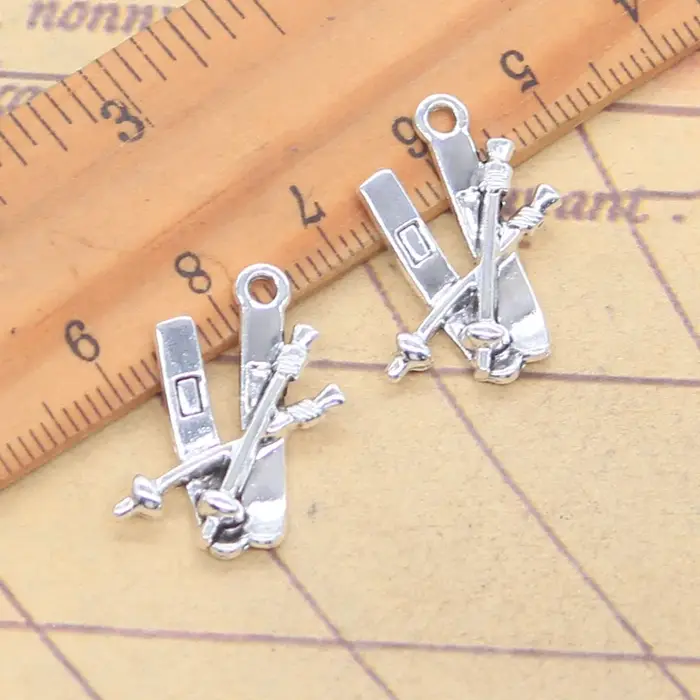 10 pièces breloques Ski Snowboard 23x20mm Antique couleur argent pendentifs faisant bricolage à la m