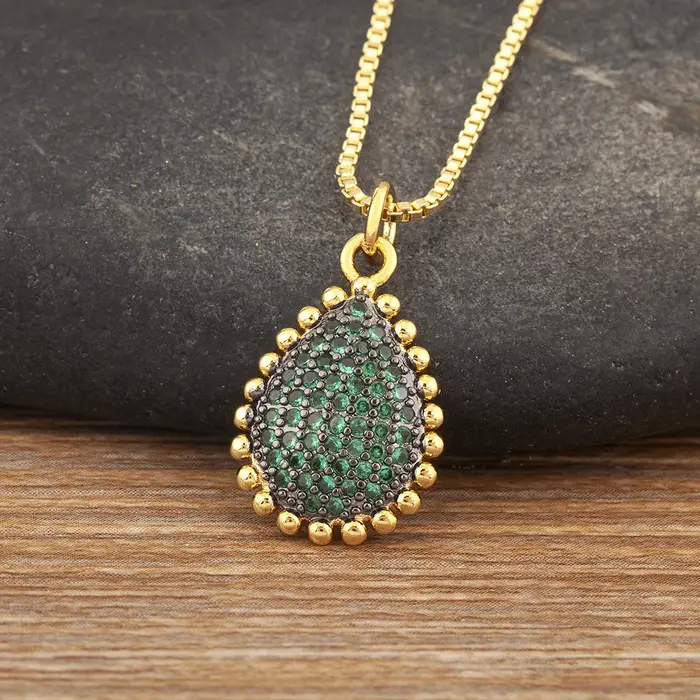 Pendentif NIDIN en zircon cubique forme de goutte d'eau avec chaîne ajustable pour femmes occasions spéciales et quotidiennes