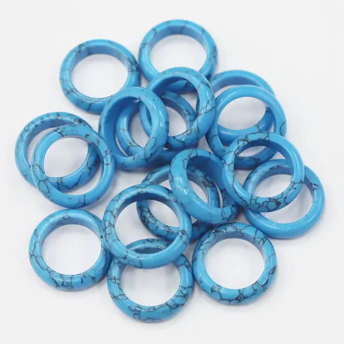 Bague en pierre naturelle turquoise, 1 pièce, largeur 6mm, 2 tailles 17 #   18 #   Bijoux et accesso