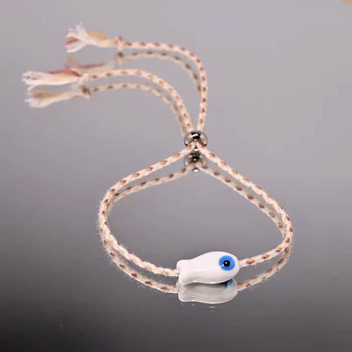 Bracelets de poisson en céramique à la mode pour femmes et hommes, bohème, mignon, coloré, tissé à la main, corde à main réglable, bijoux cadeaux, nouveau 2025