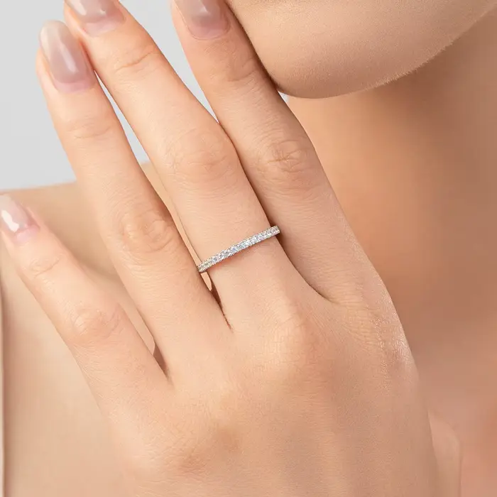 MODIAN 925 en argent Sterling classique étincelant Zircon mariage bague de fiançailles promesse bagu