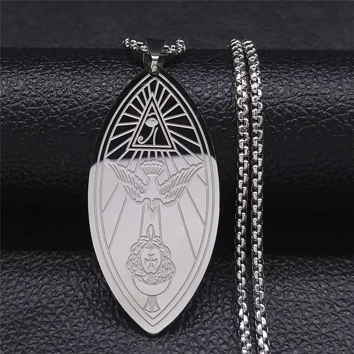 Collier Ordo Temples Orientis en acier inoxydable avec pendentif motif animal, chaîne Figaro pour femmes et hommes, idéal pour les occasions spéciales et la collection de bijoux occultes