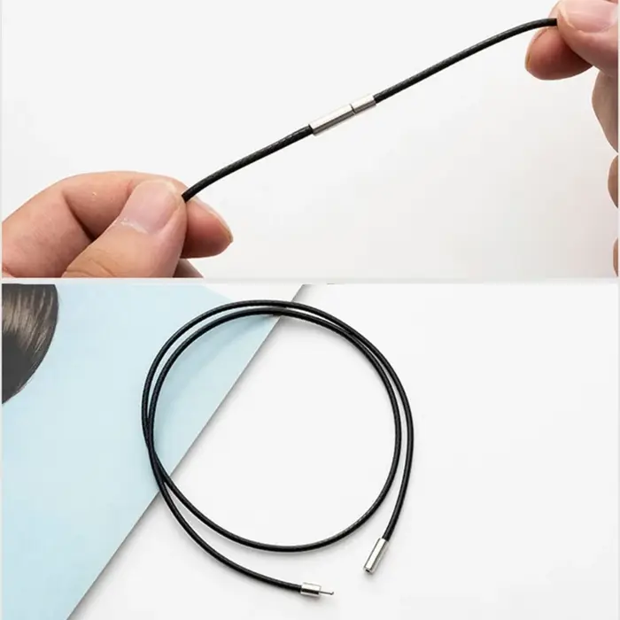 Cordon de collier en cuir tressé imperméable classique avec boucle d'insertion pour homme et femme pour toutes les occasions