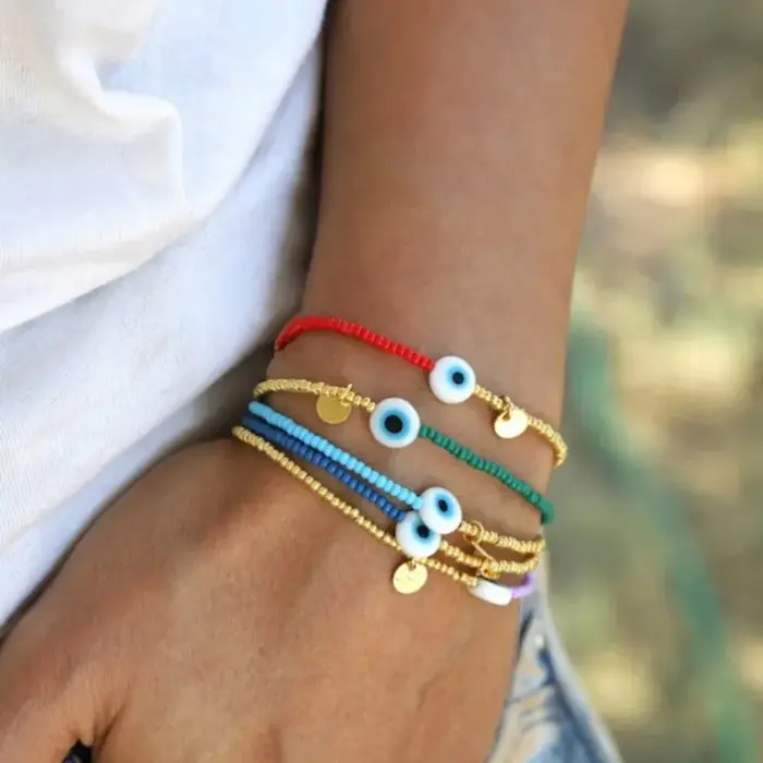 Bracelet de protection contre le mauvais œil pour femme bohème empilable fait à la main bracelet de perles réglable bijou cadeau pour elle occasions spéciales
