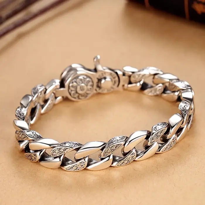 Bracelet en argent sterling S925 pour homme style rétro élégant occasion spéciale partenaire cadeau masculin