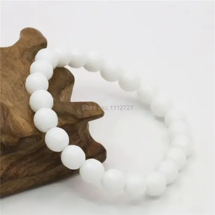Accessoire 8mm pierre de Jade blanche naturelle perles de calcédoine Bracelet femmes filles cadeaux 