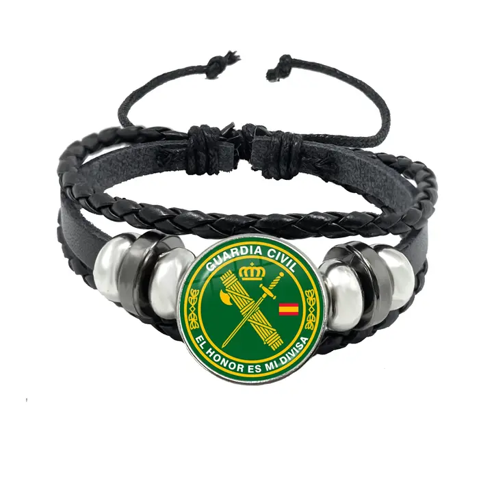 Espana Guardia Civil El Honor Es Mi Divisa Bracelets en cuir de verre multicouche Police espagnole