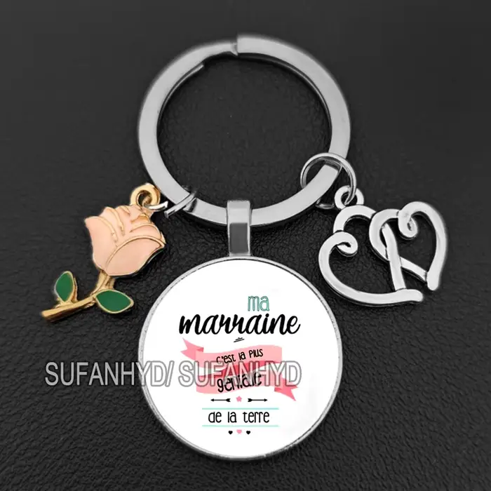 Porte-clés en verre plaqué argent pour la Fête des Pères style moderne coeur dessin animé unisexe occasions spéciales
