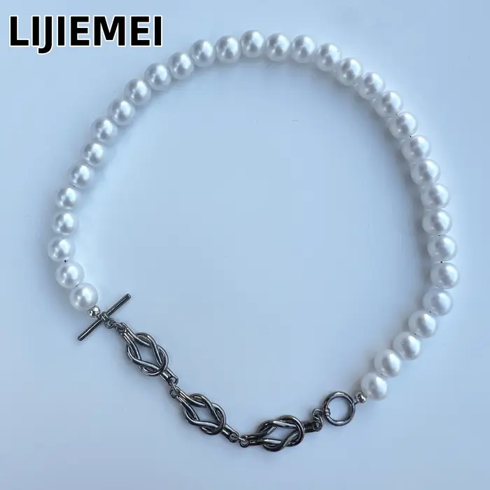 Collier de perles tressées en forme de chaîne avec fermoir OT ; Matériaux et accessoires en gros pour la fabrication de bijoux DIY pour femmes.