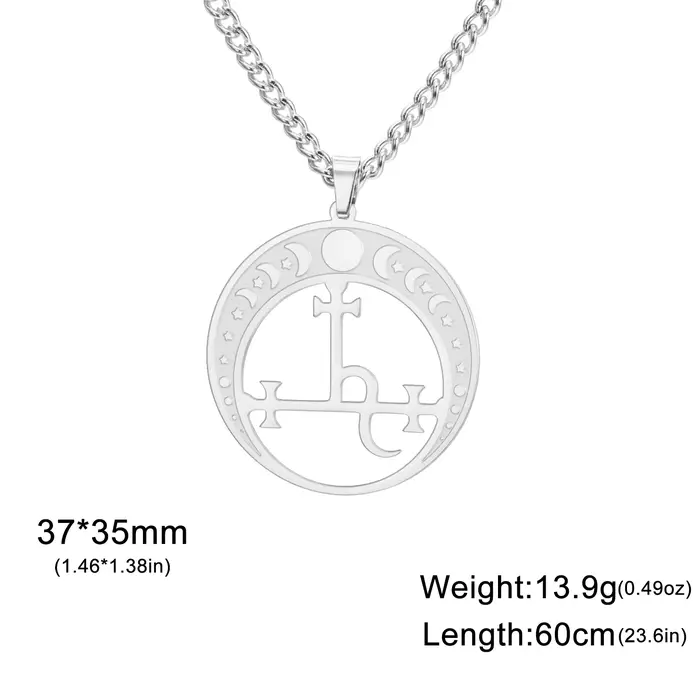 Jeshayuan Lilith Sigil collier Triple lune déesse pendentif