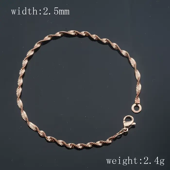 Bracelet pour femmes et hommes, chaînes, bijoux couleur or Rose 585.