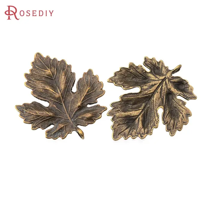 Pendentifs Breloques Feuilles Vintage en Alliage de Zinc Couleur Or Antique pour Fabrication de Bijoux DIY
