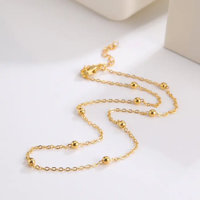 Amaxer Collier ras du cou simple en chaîne de perles or et argent pour femmes et filles