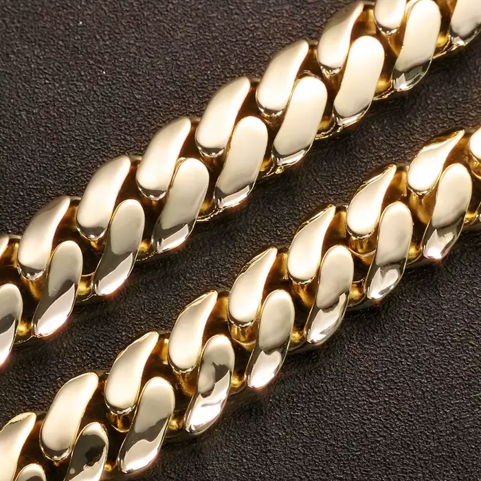 Bracelet Monaco 20mm plaqué or 14 carats pour homme et femme bijou hip hop rock style cubain chaîne robuste occasionnels