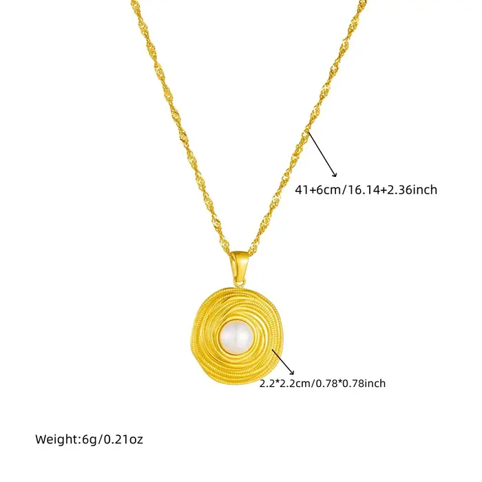 MEYRROYU – collier avec pendentif rond en acier inoxydable
