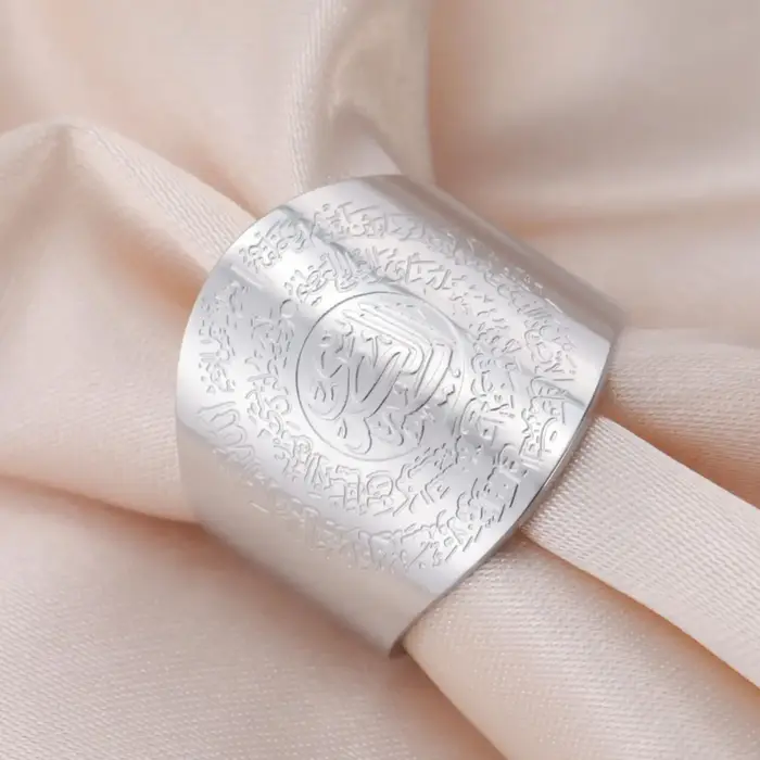 LIKGREAT Allah anneau pour femmes hommes islamique arabe calligraphie anneaux prière musulmane cadeau pour Eid Ramadan bijoux en acier inoxydable